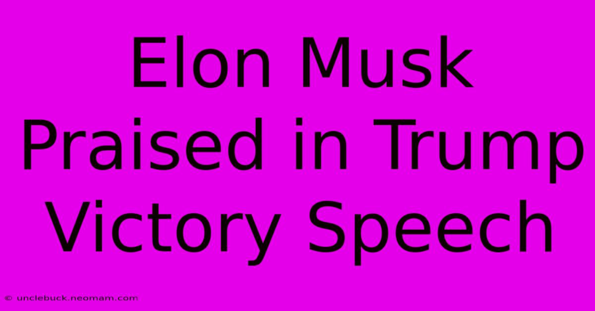 Elon Musk Praised In Trump Victory Speech