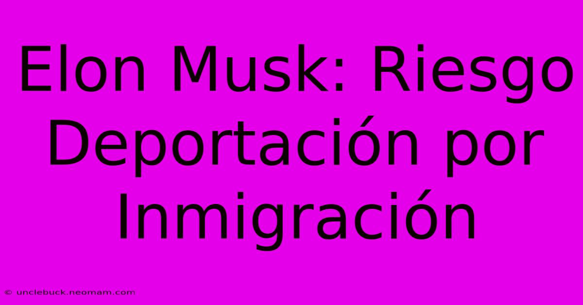 Elon Musk: Riesgo Deportación Por Inmigración