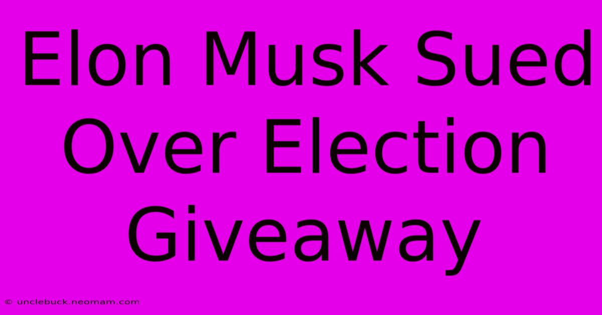 Elon Musk Sued Over Election Giveaway