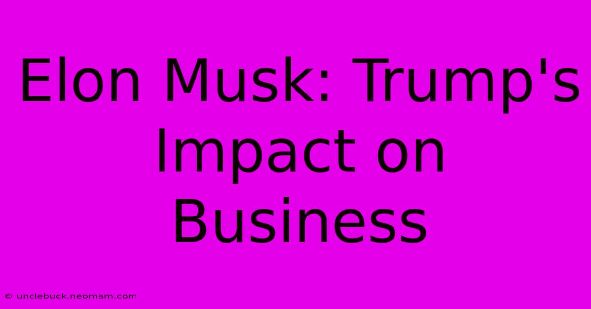 Elon Musk: Trump's Impact On Business