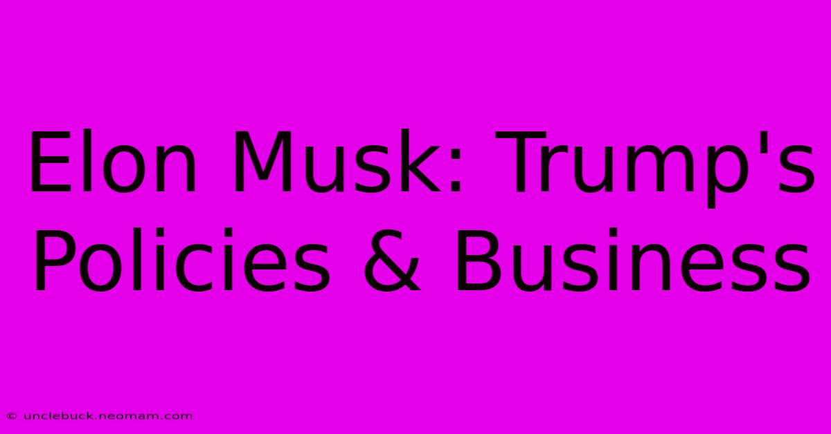 Elon Musk: Trump's Policies & Business