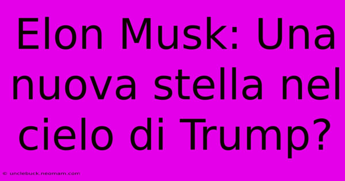 Elon Musk: Una Nuova Stella Nel Cielo Di Trump?