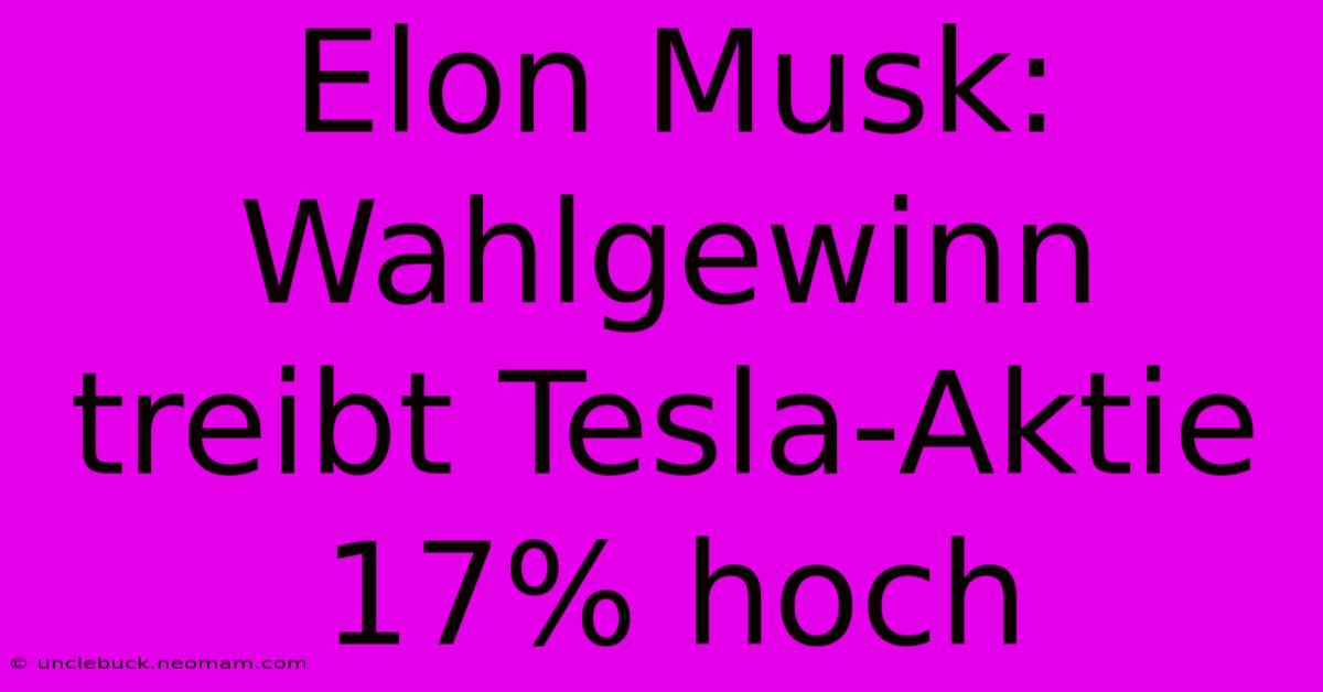 Elon Musk: Wahlgewinn Treibt Tesla-Aktie 17% Hoch