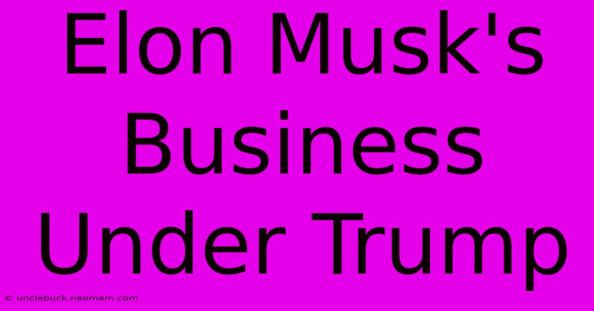 Elon Musk's Business Under Trump