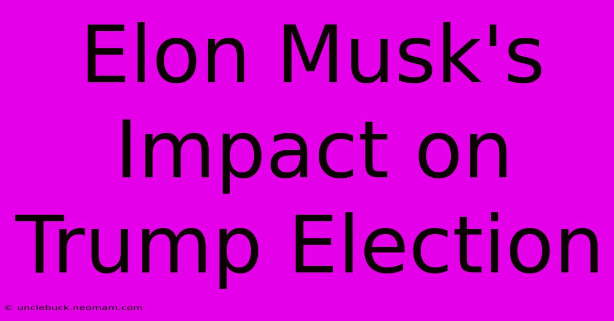 Elon Musk's Impact On Trump Election 