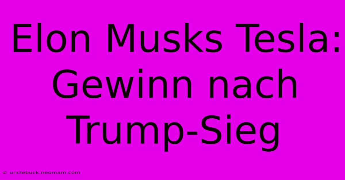 Elon Musks Tesla: Gewinn Nach Trump-Sieg