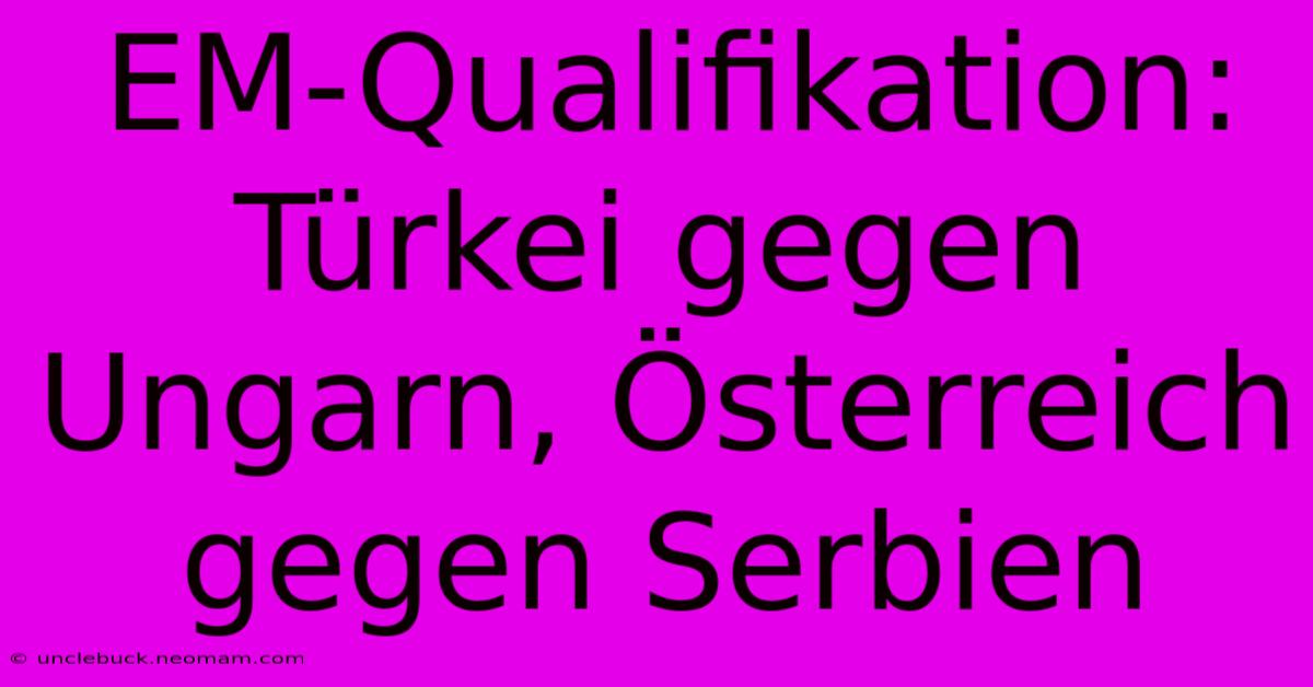 EM-Qualifikation: Türkei Gegen Ungarn, Österreich Gegen Serbien