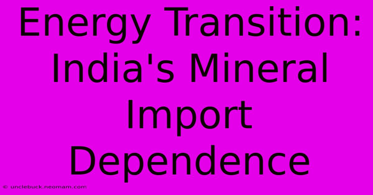 Energy Transition: India's Mineral Import Dependence