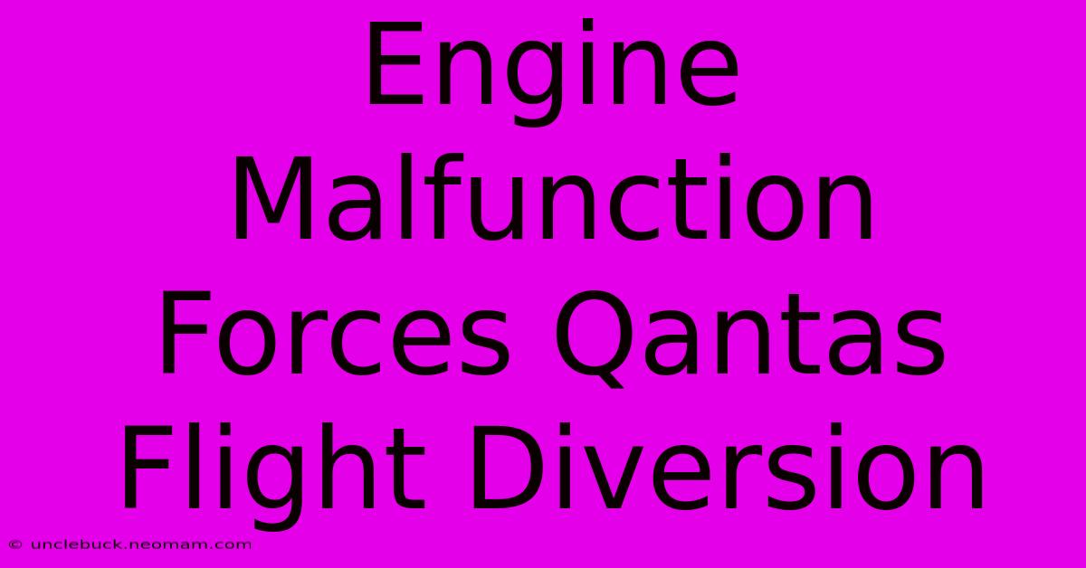 Engine Malfunction Forces Qantas Flight Diversion