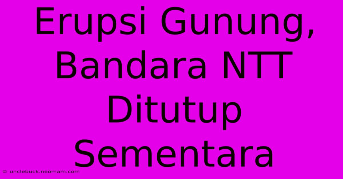 Erupsi Gunung, Bandara NTT Ditutup Sementara