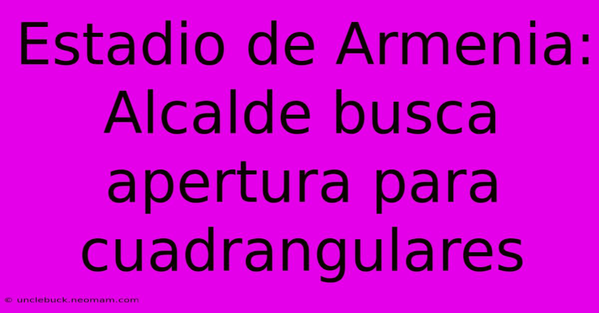 Estadio De Armenia: Alcalde Busca Apertura Para Cuadrangulares