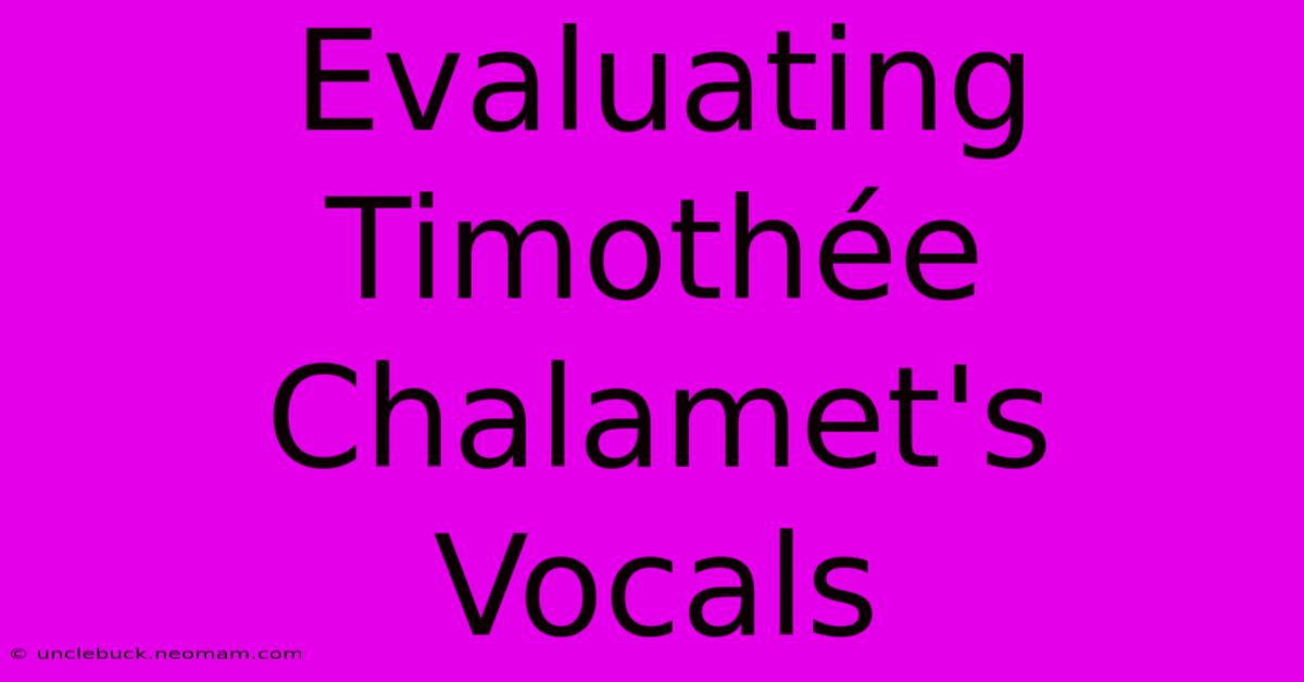 Evaluating Timothée Chalamet's Vocals