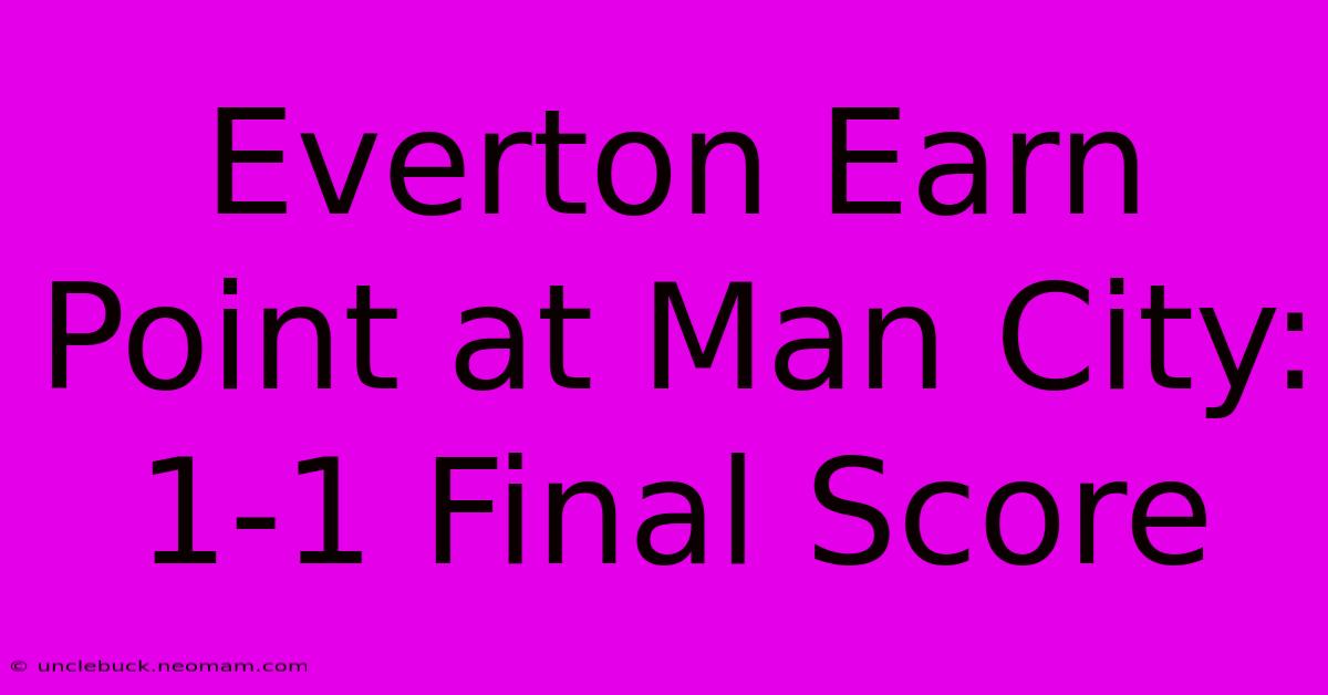 Everton Earn Point At Man City: 1-1 Final Score