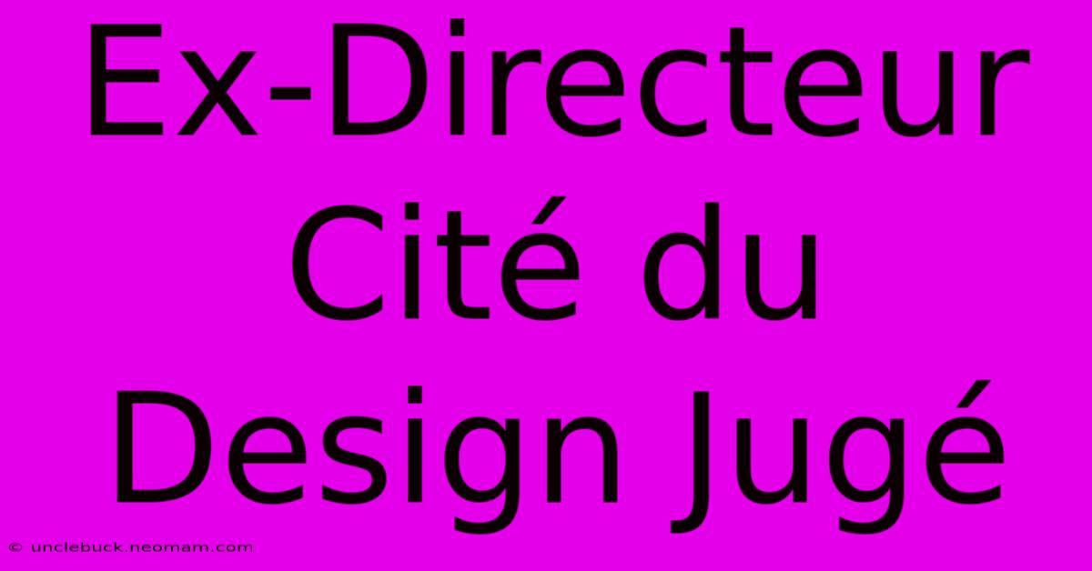 Ex-Directeur Cité Du Design Jugé