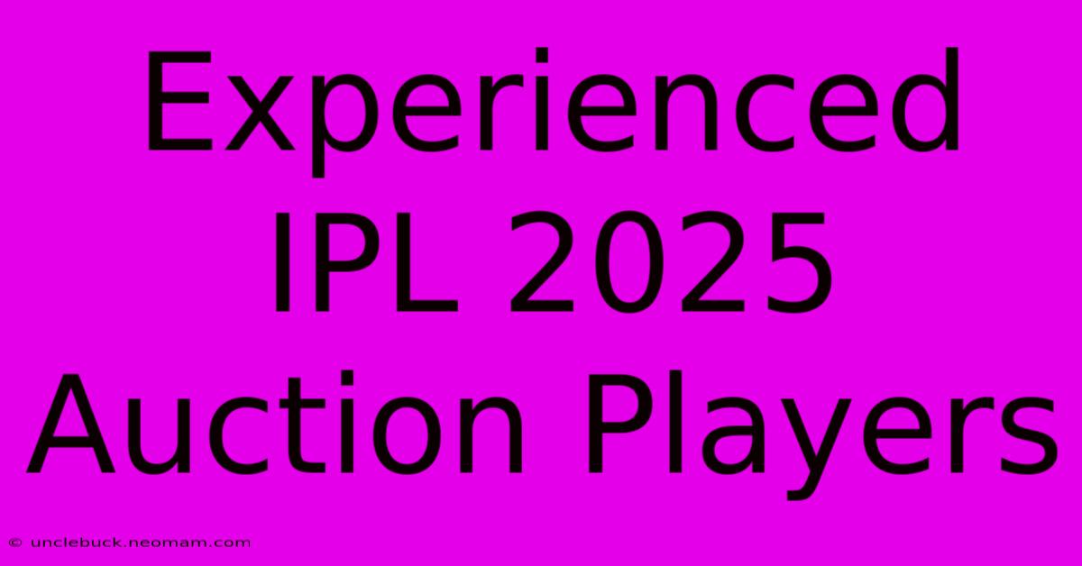 Experienced IPL 2025 Auction Players