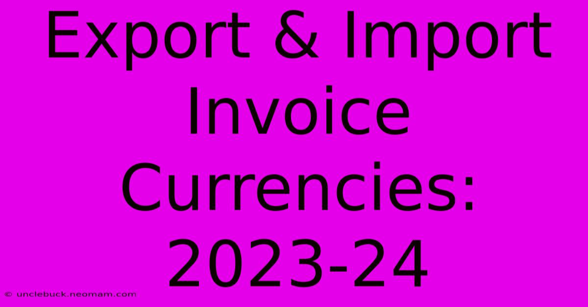 Export & Import Invoice Currencies: 2023-24