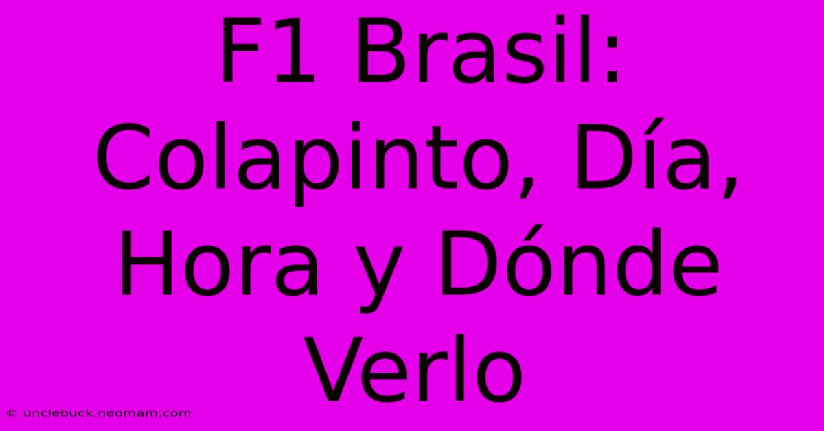 F1 Brasil: Colapinto, Día, Hora Y Dónde Verlo 