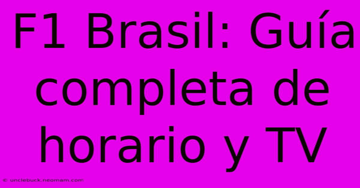 F1 Brasil: Guía Completa De Horario Y TV