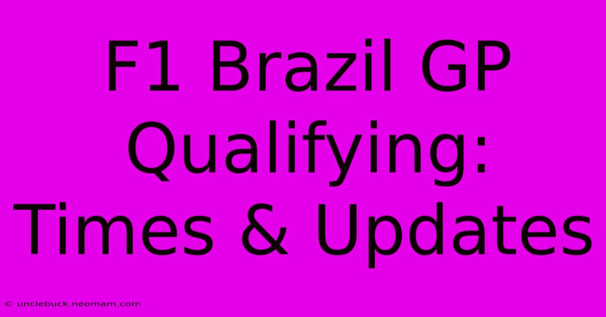 F1 Brazil GP Qualifying: Times & Updates 