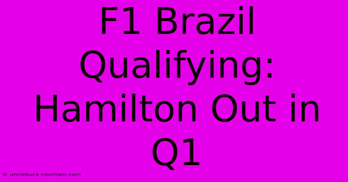 F1 Brazil Qualifying: Hamilton Out In Q1