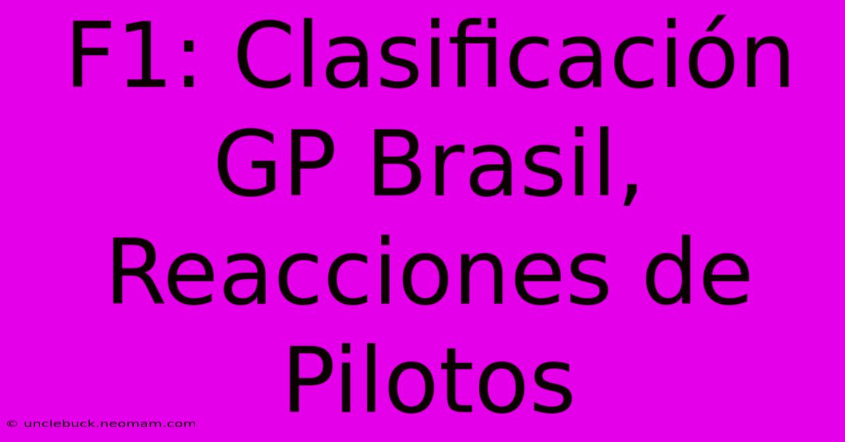 F1: Clasificación GP Brasil, Reacciones De Pilotos