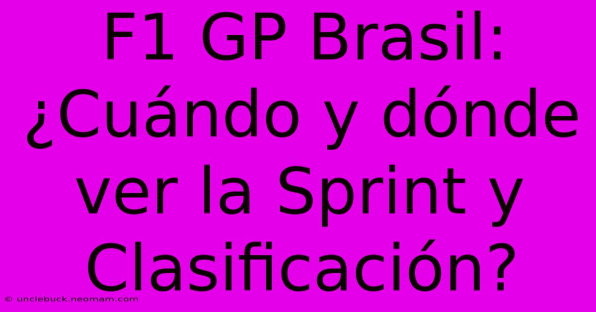 F1 GP Brasil: ¿Cuándo Y Dónde Ver La Sprint Y Clasificación?