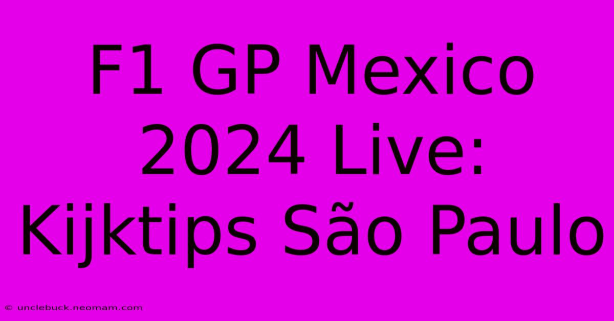 F1 GP Mexico 2024 Live: Kijktips São Paulo