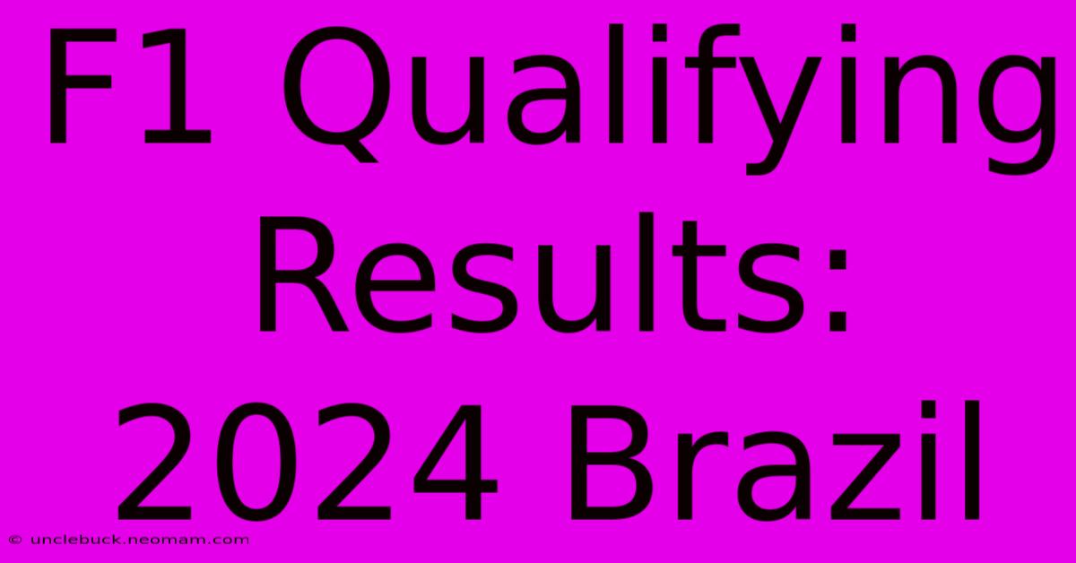 F1 Qualifying Results: 2024 Brazil