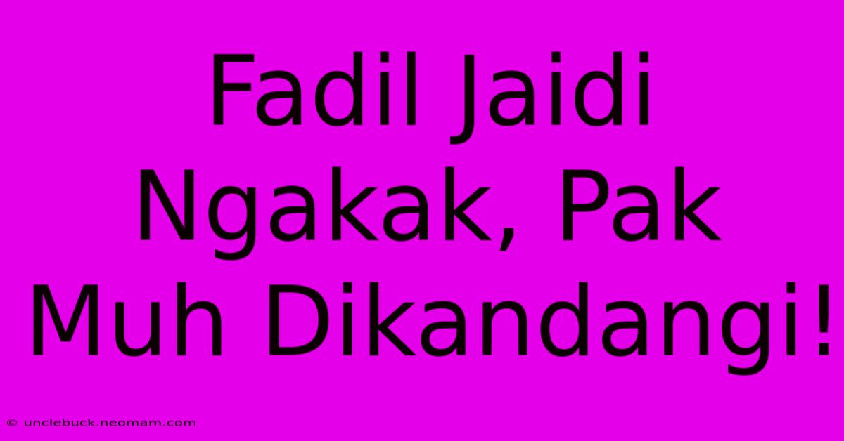 Fadil Jaidi Ngakak, Pak Muh Dikandangi!