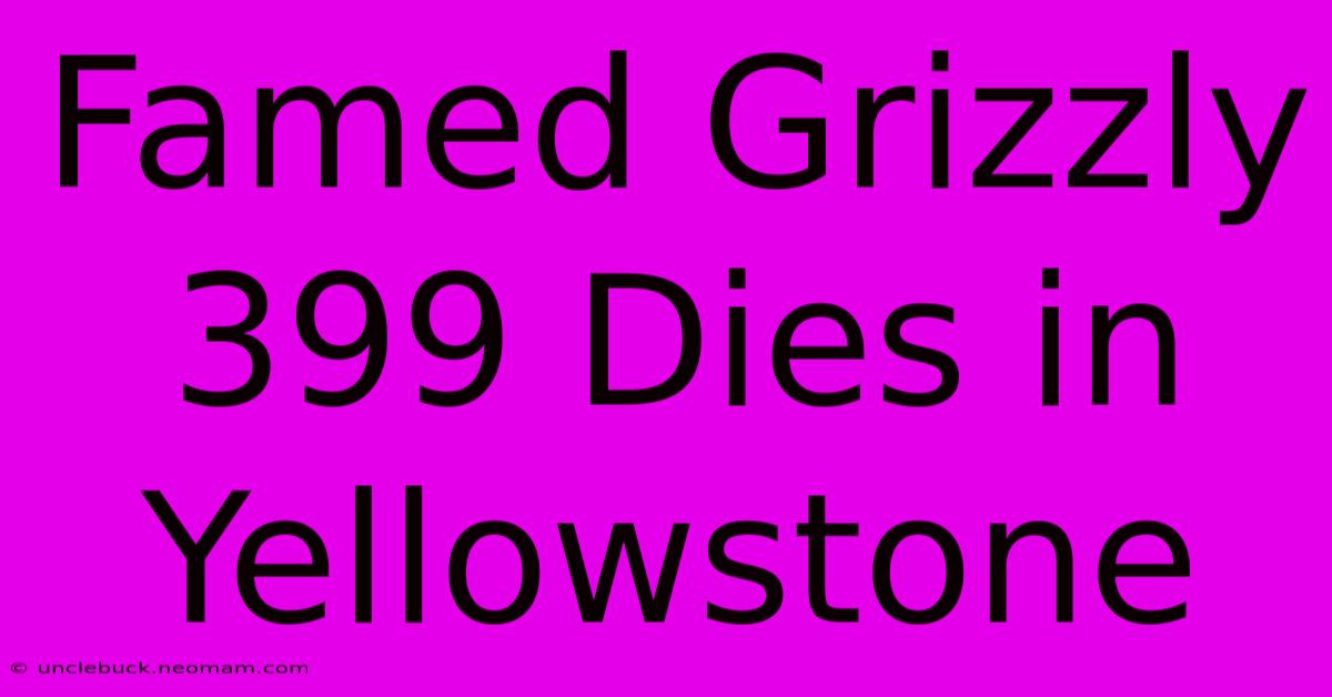 Famed Grizzly 399 Dies In Yellowstone