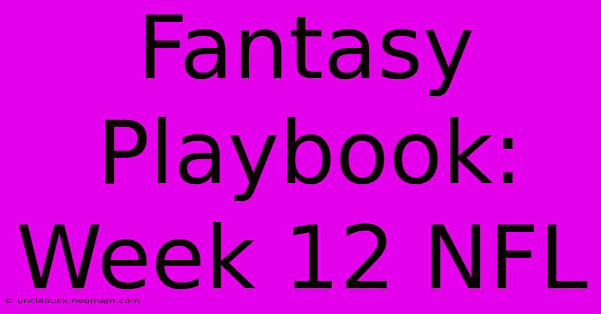 Fantasy Playbook: Week 12 NFL