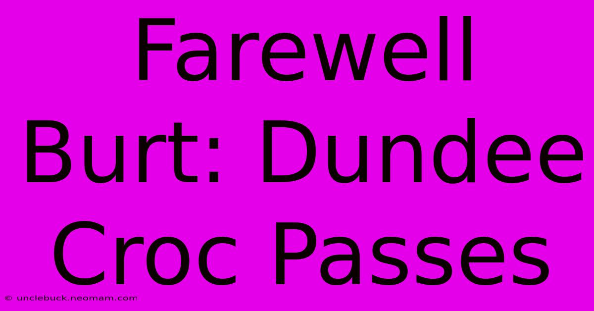 Farewell Burt: Dundee Croc Passes