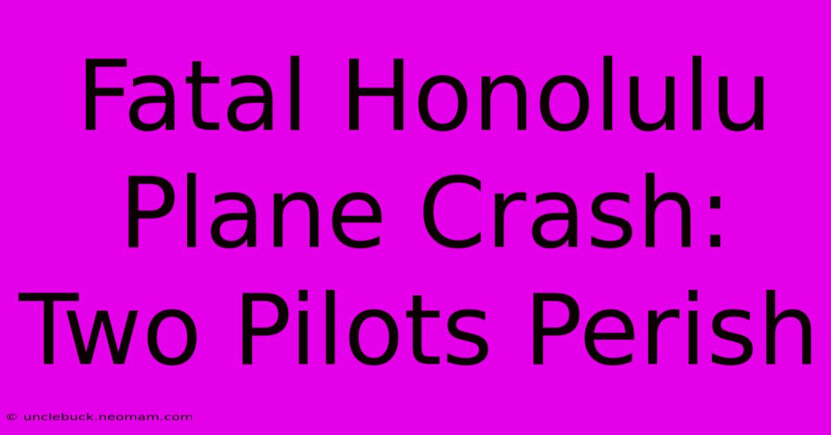 Fatal Honolulu Plane Crash: Two Pilots Perish