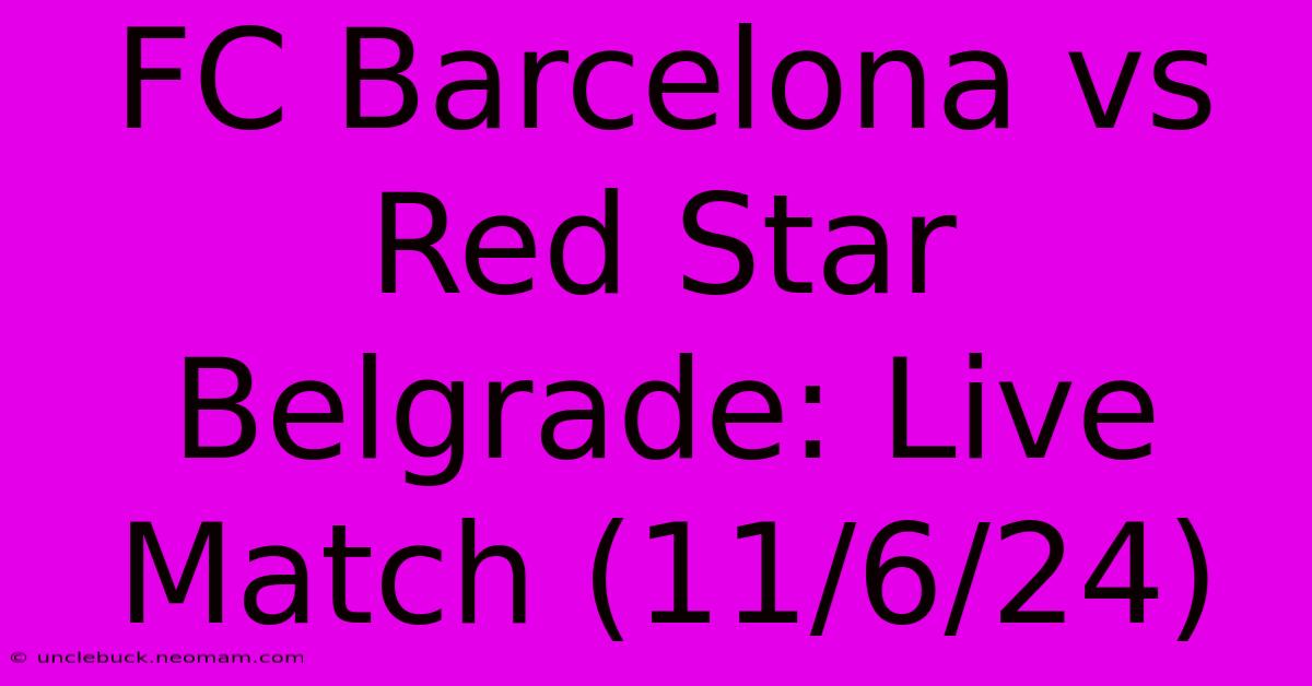 FC Barcelona Vs Red Star Belgrade: Live Match (11/6/24) 