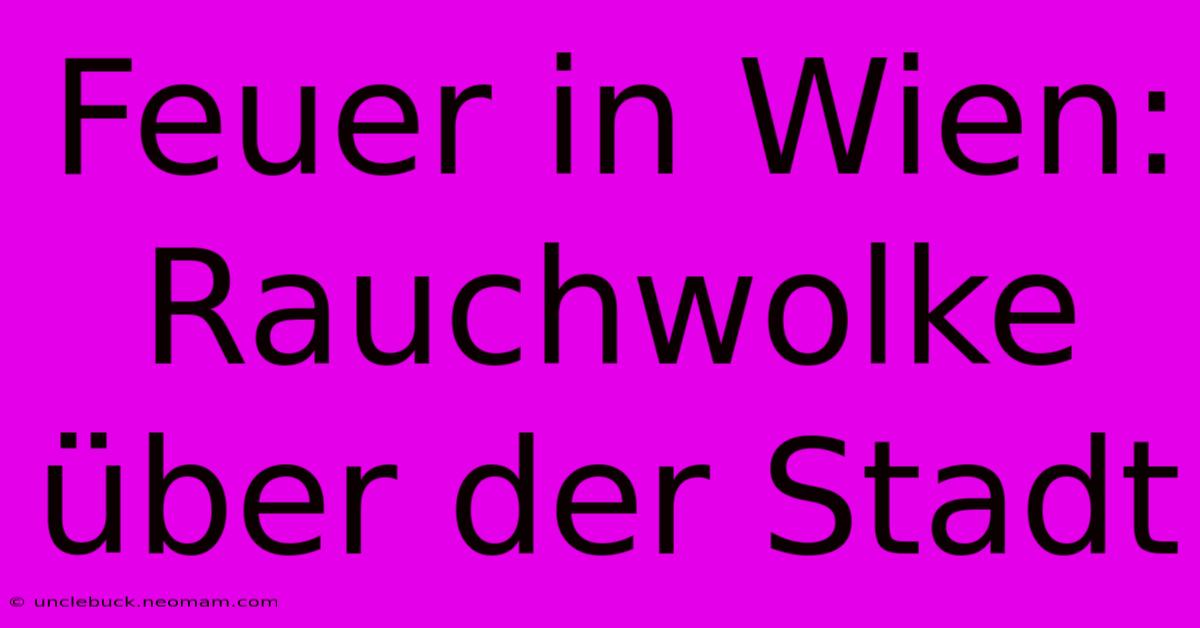 Feuer In Wien: Rauchwolke Über Der Stadt 