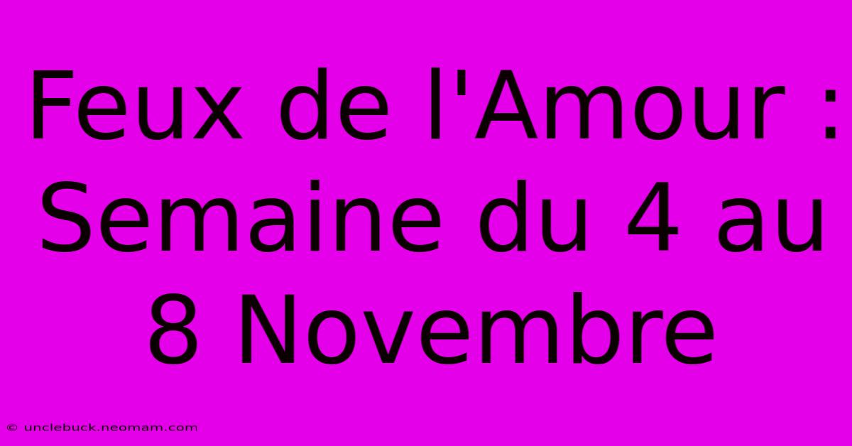 Feux De L'Amour : Semaine Du 4 Au 8 Novembre 