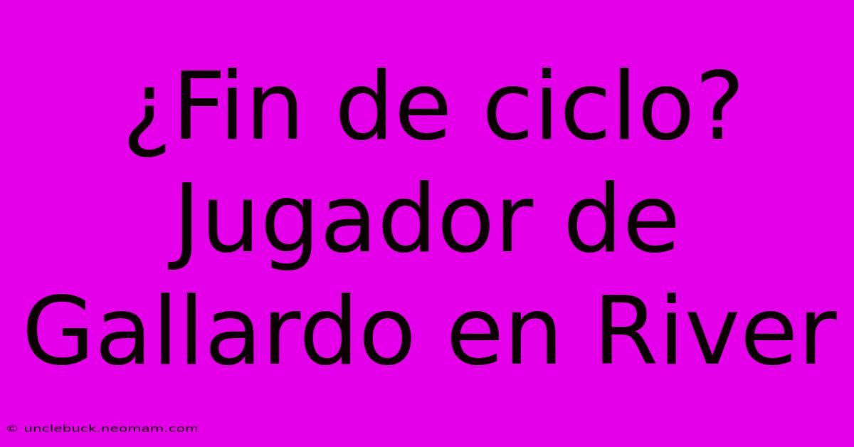 ¿Fin De Ciclo? Jugador De Gallardo En River