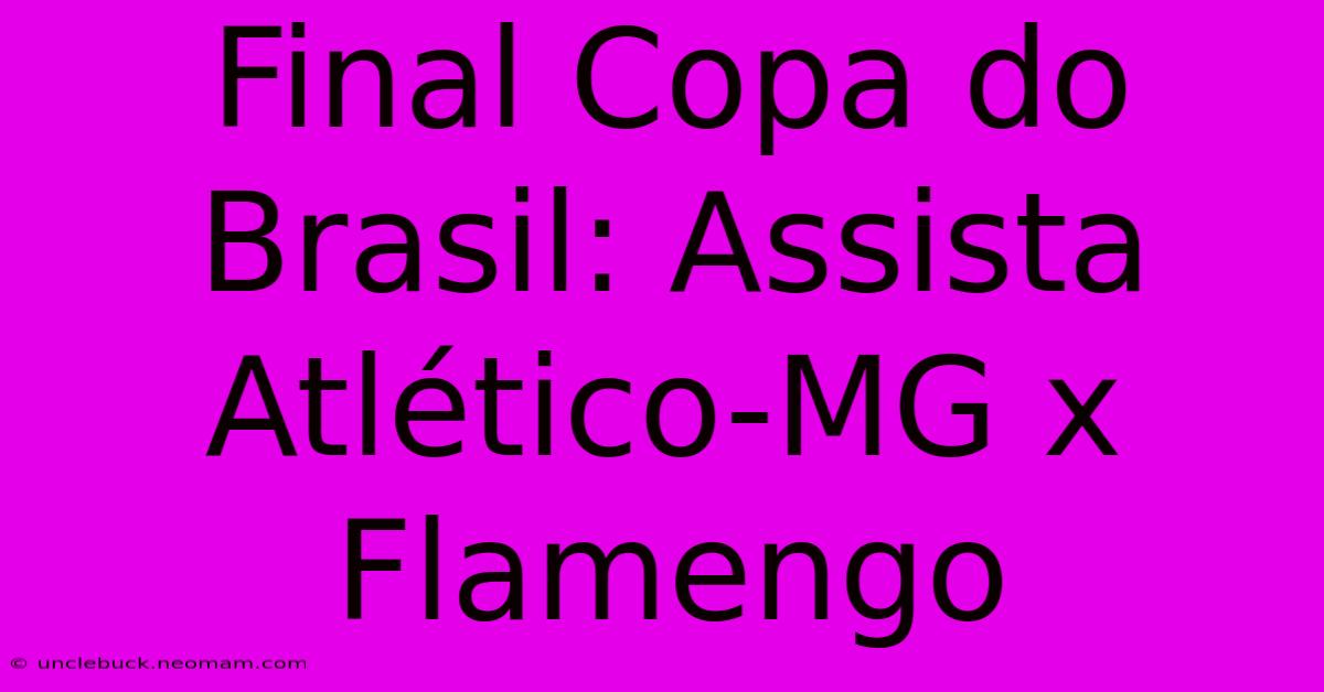 Final Copa Do Brasil: Assista Atlético-MG X Flamengo