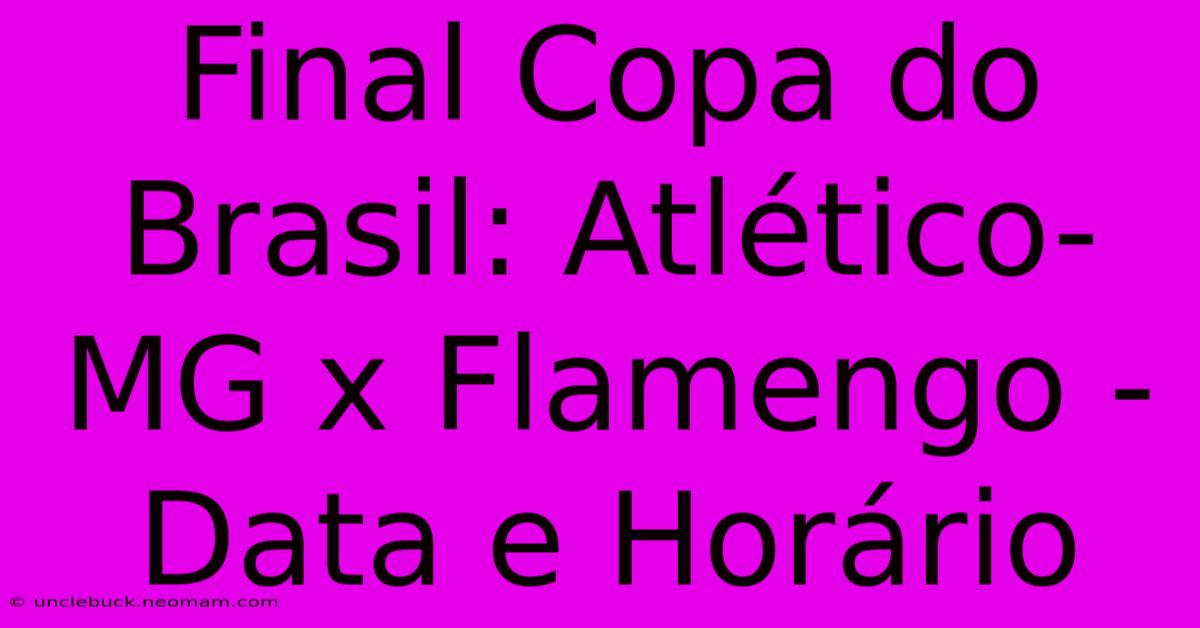 Final Copa Do Brasil: Atlético-MG X Flamengo - Data E Horário 