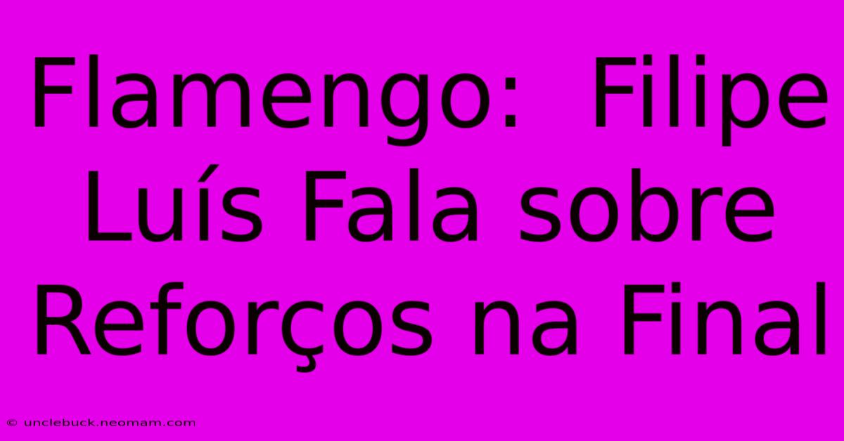 Flamengo:  Filipe Luís Fala Sobre Reforços Na Final