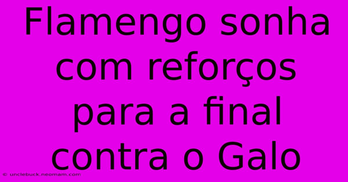 Flamengo Sonha Com Reforços Para A Final Contra O Galo