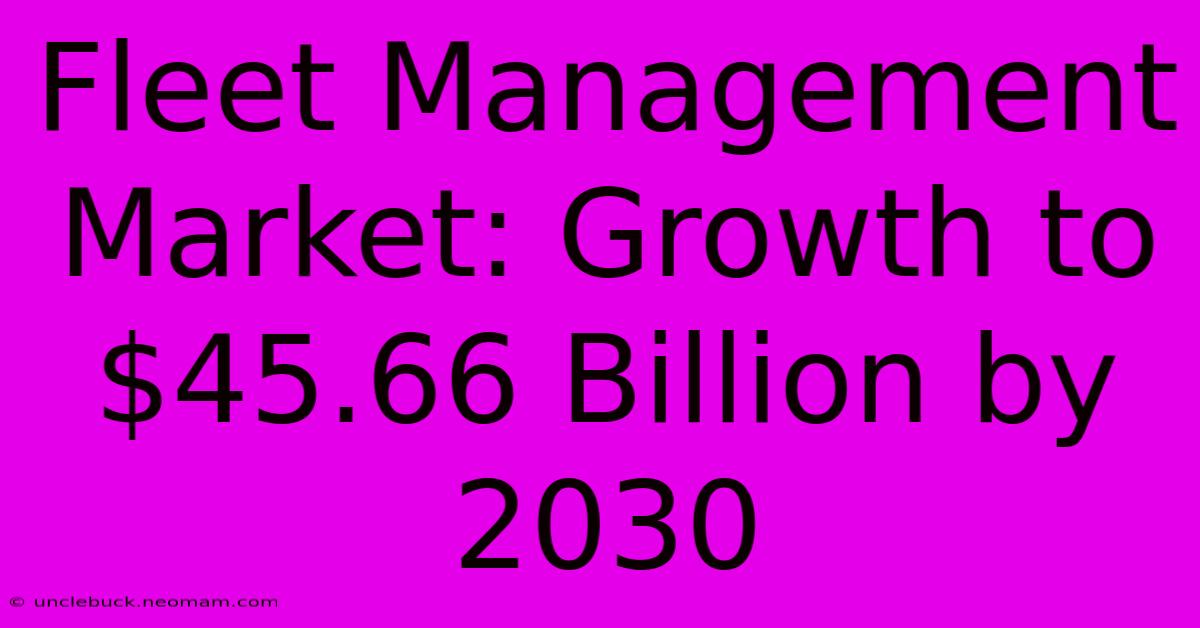 Fleet Management Market: Growth To $45.66 Billion By 2030 