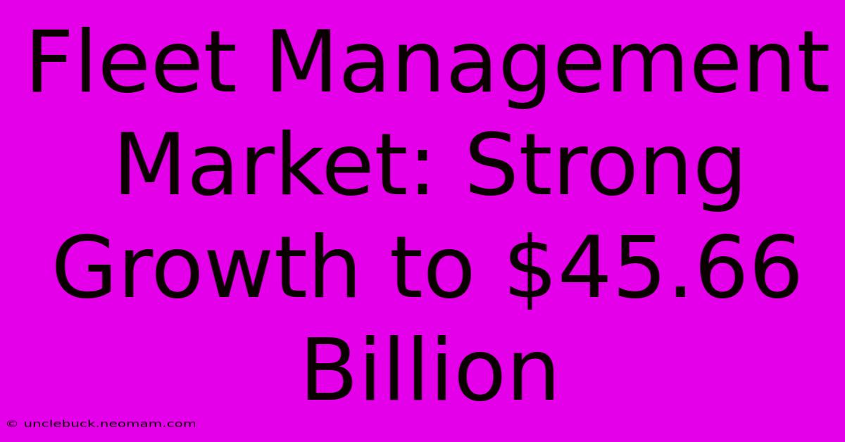 Fleet Management Market: Strong Growth To $45.66 Billion