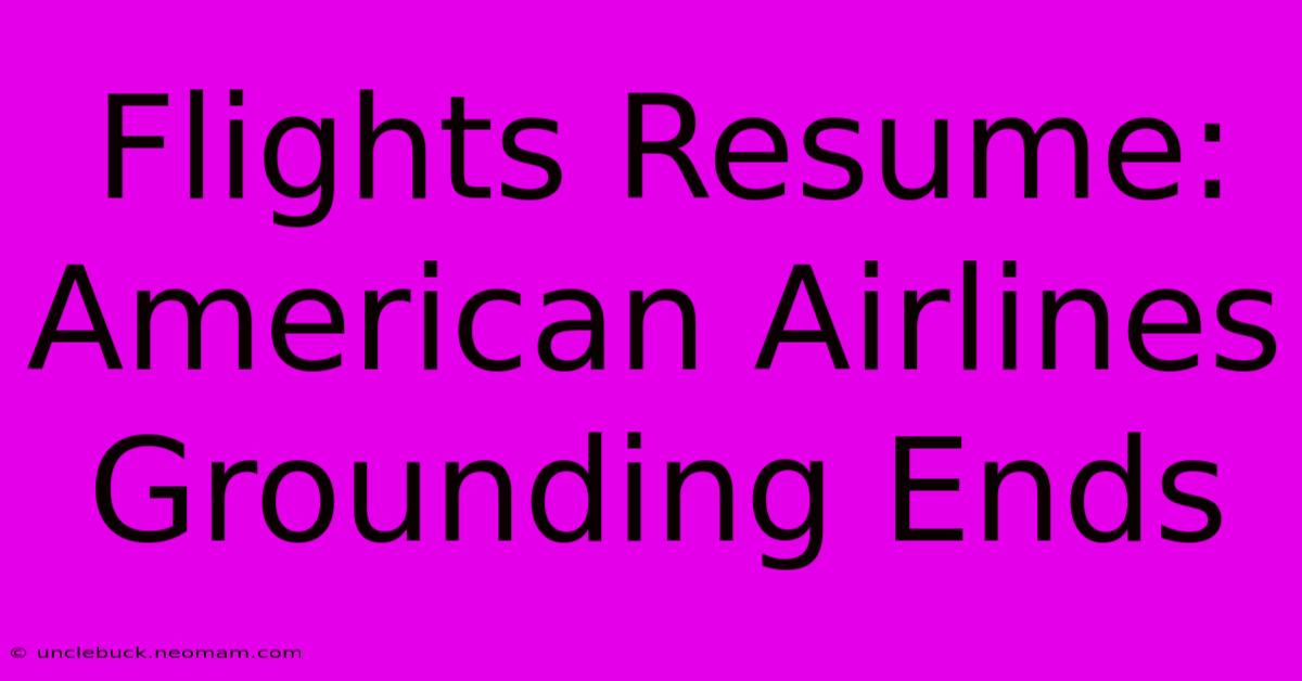 Flights Resume: American Airlines Grounding Ends