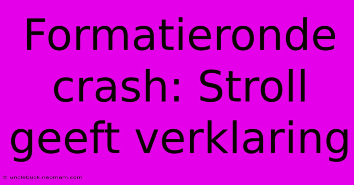 Formatieronde Crash: Stroll Geeft Verklaring