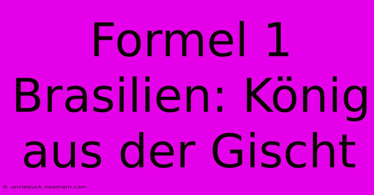 Formel 1 Brasilien: König Aus Der Gischt