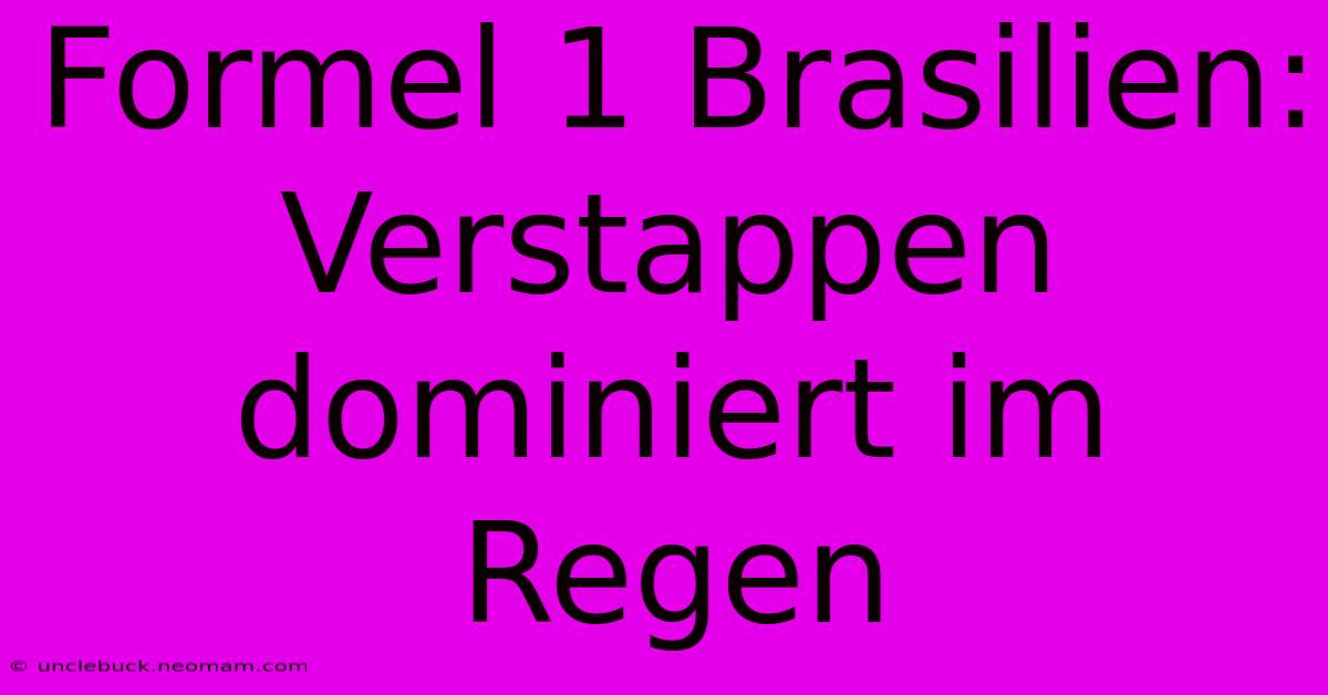 Formel 1 Brasilien: Verstappen Dominiert Im Regen