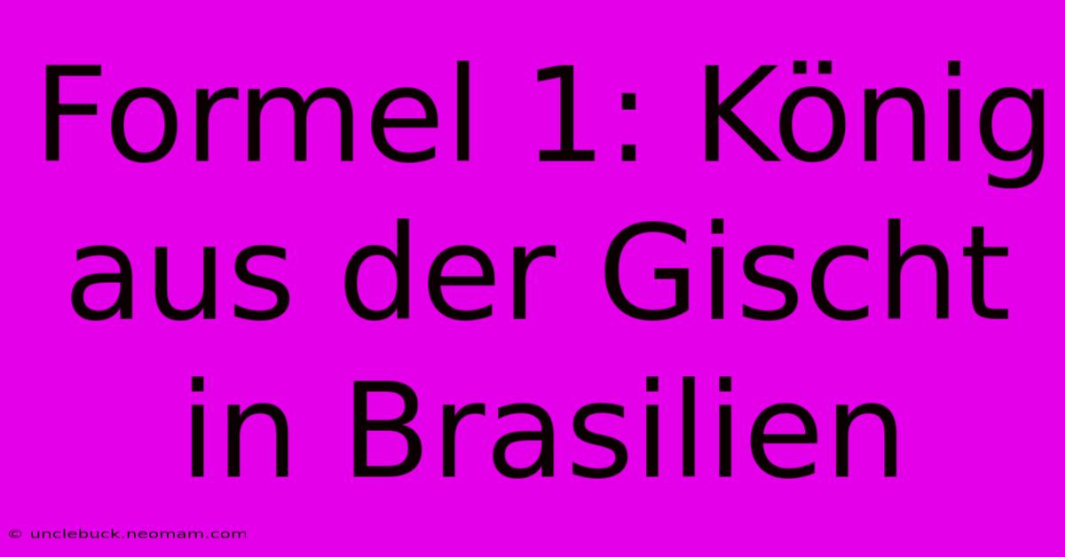 Formel 1: König Aus Der Gischt In Brasilien 