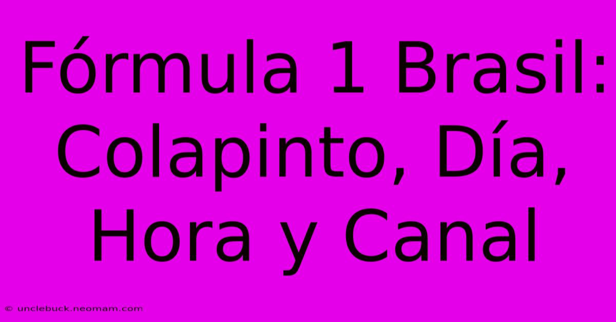 Fórmula 1 Brasil: Colapinto, Día, Hora Y Canal