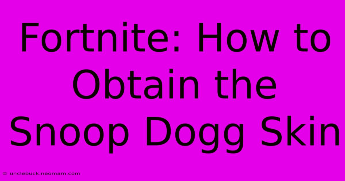 Fortnite: How To Obtain The Snoop Dogg Skin